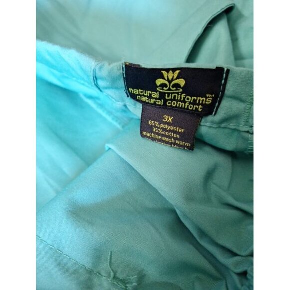 Natural Uniform Scrubs Top and Pants Set 3X Plus Size Cotton Blend 50 x 30 - Picture 3 of 16